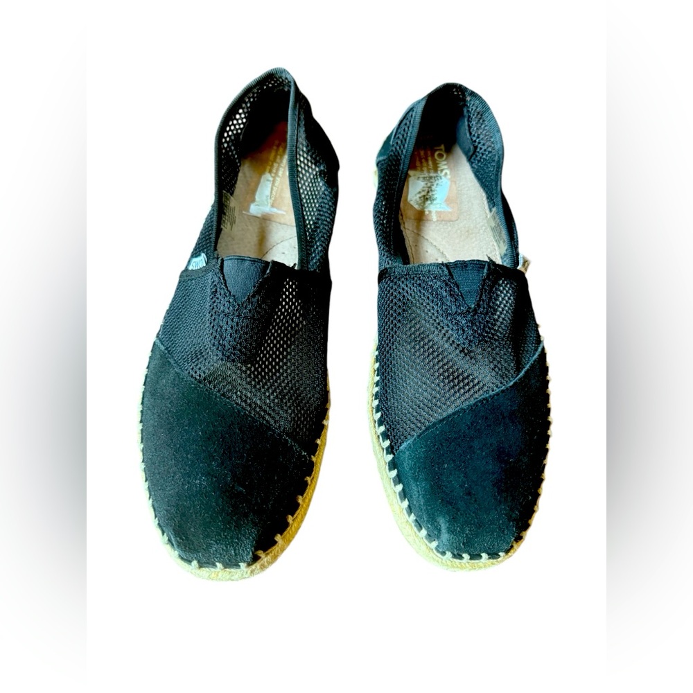 Toms Size 11 Black Loafer Shoes Leather Women